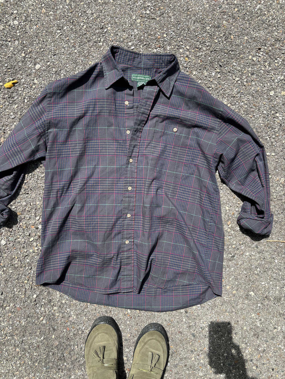 2000s Club Fellow plaid button-up shirt